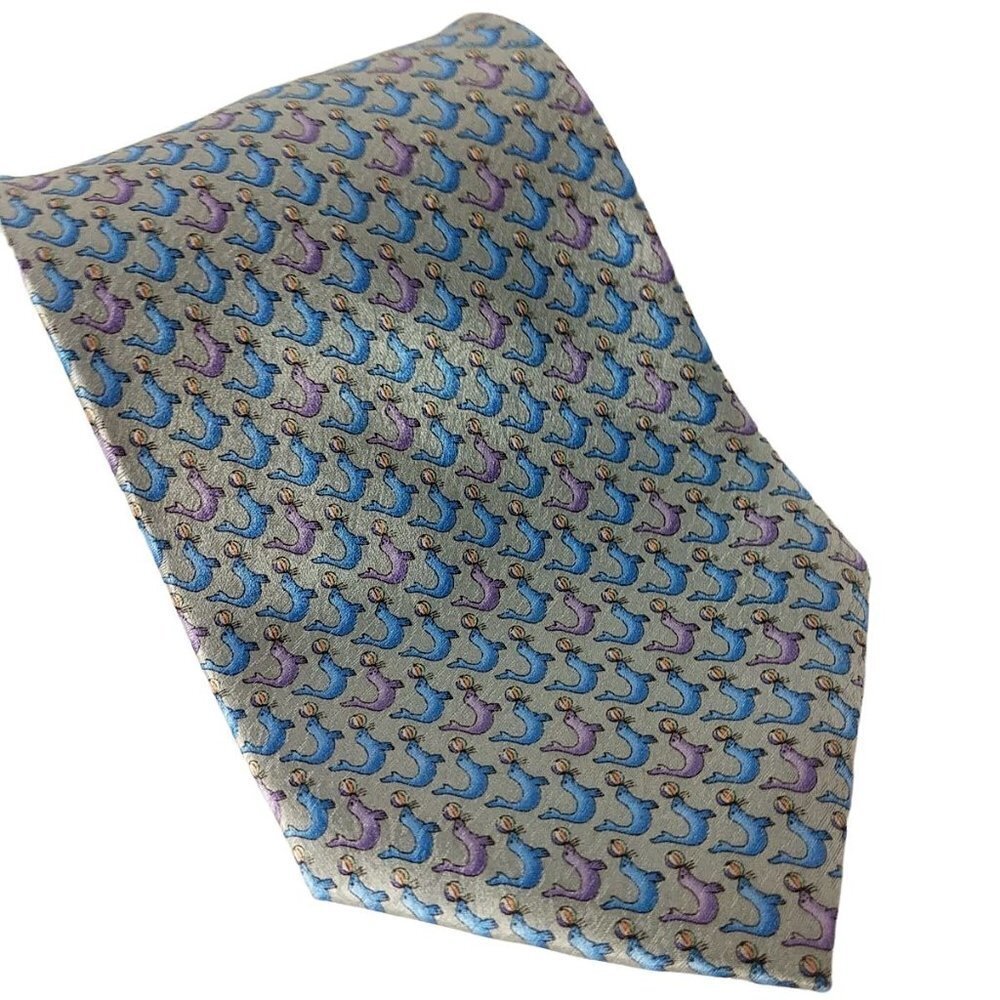 Pierre Cardin Blue Purple Silk Novelty Necktie